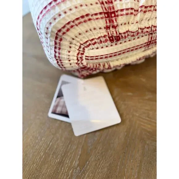 Levtex Peppermint Plaid Duvet Set Full Queen Red White Cotton Holiday NEW - Picture 8 of 10